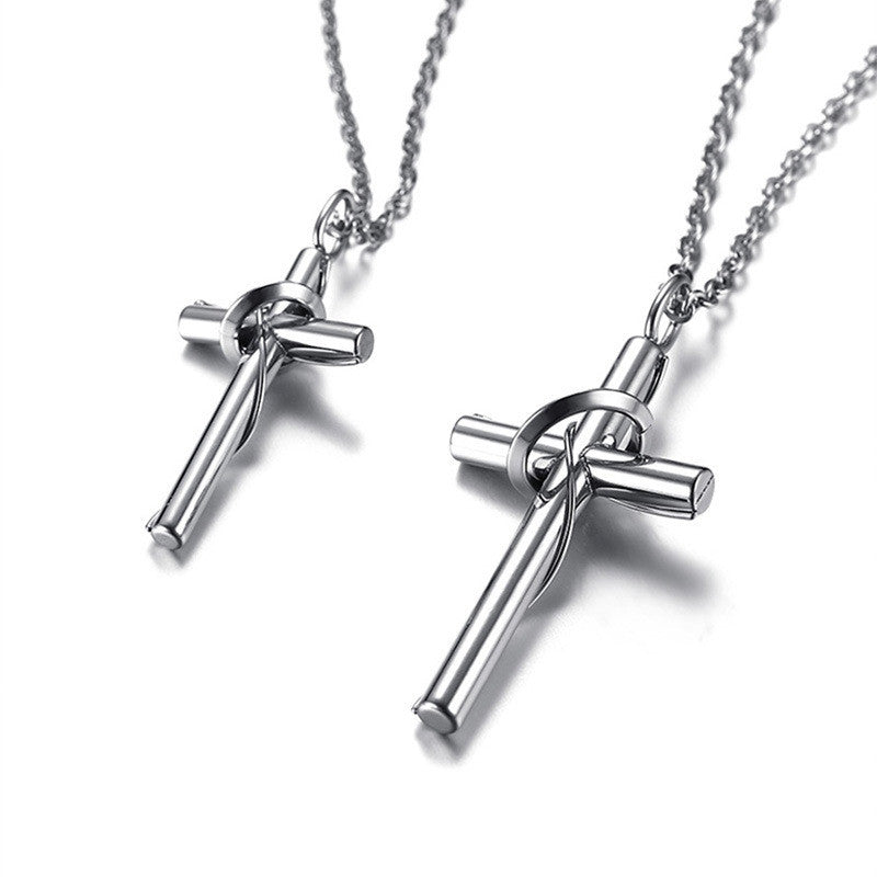 Stainless Steel Couple Cross Pendant Christian Jewelry